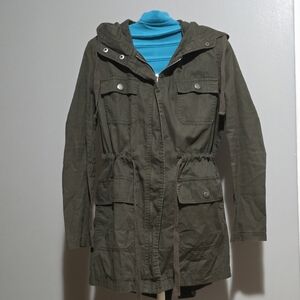 FOREVER 21 LAGENLOOK, OLIVE GREEN COTTON JACKET, SIZE SMALL
